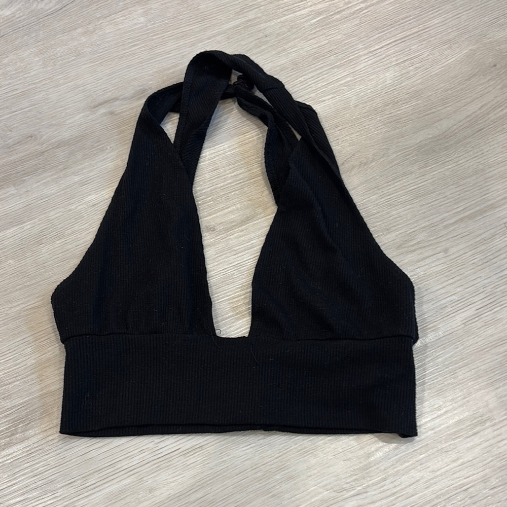 Black Halter Crop Top